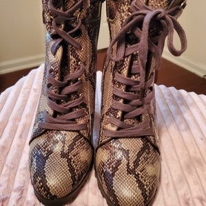 Faux Snake Combat Boots